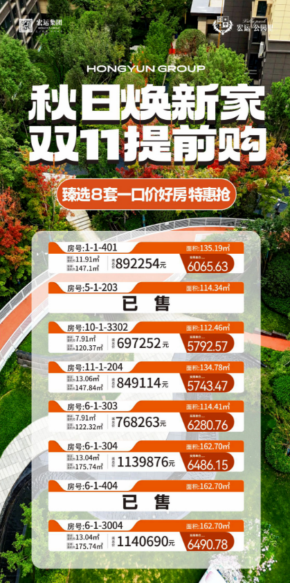 宝鸡宏运·公园里   秋季焕新家  超值一口价