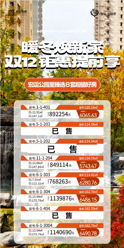 宝鸡宏运·公园里  暖冬焕新家 双12钜惠提前享